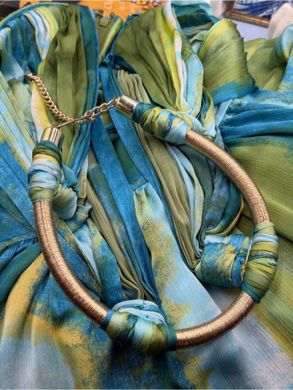 🆕 BRONX & BANCO 🧿 NWOT Palma Coastal Ruffle Hi-Low Gown, Blue Green, Sz L US 8 - Picture 14 of 16